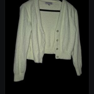 Lime Green Cropped Button Cardigan Sweater